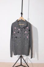 FLOWER AND CRYSTAL LAMBSWOOL SWEATER