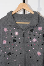 FLOWER AND CRYSTAL LAMBSWOOL SWEATER