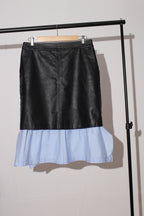 FAUX LEATHER SKIRT WITH COTTON RUFFLE