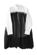 Tulle Overlay Long sleeve Shirt