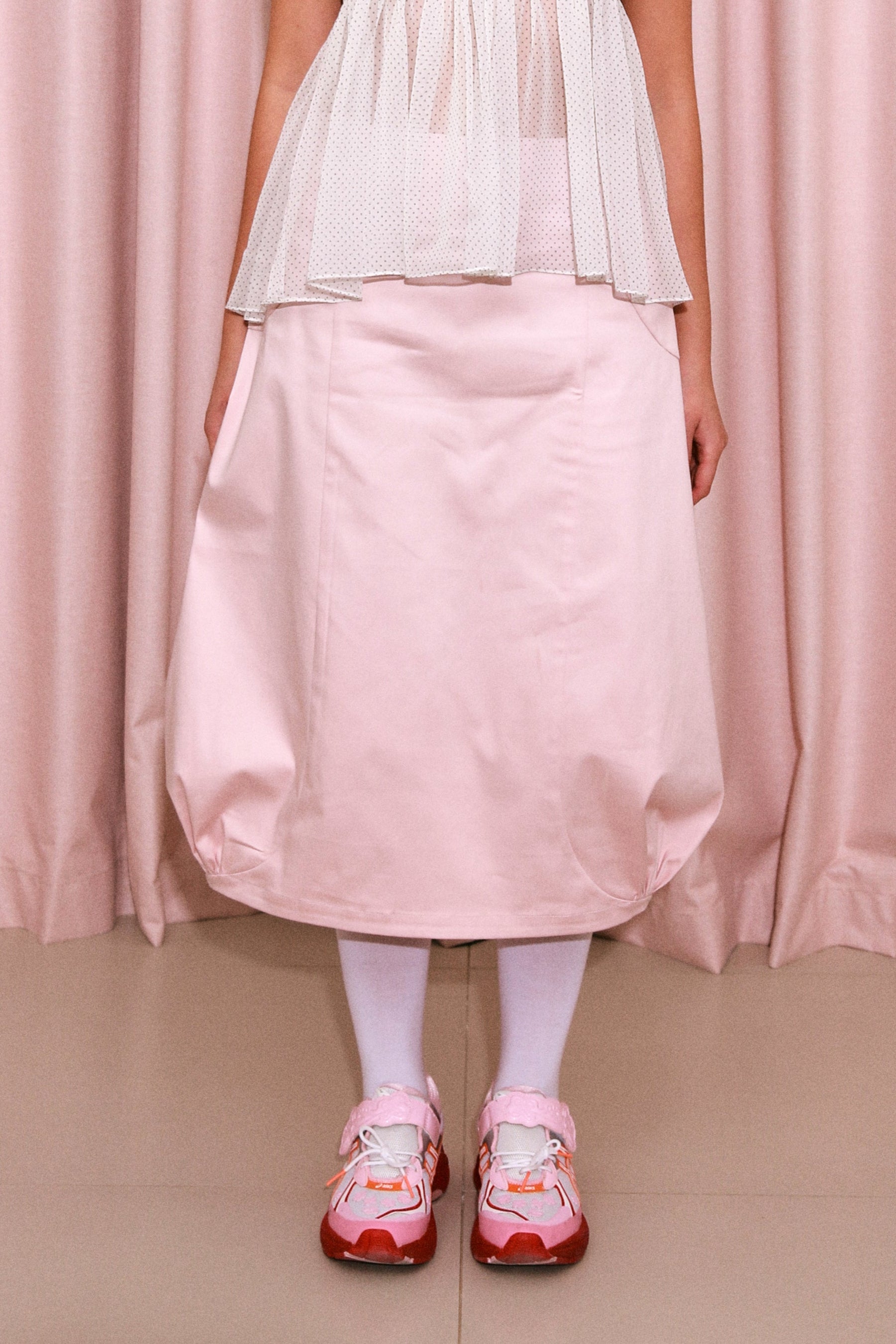 Long Bubble Skirt Pink