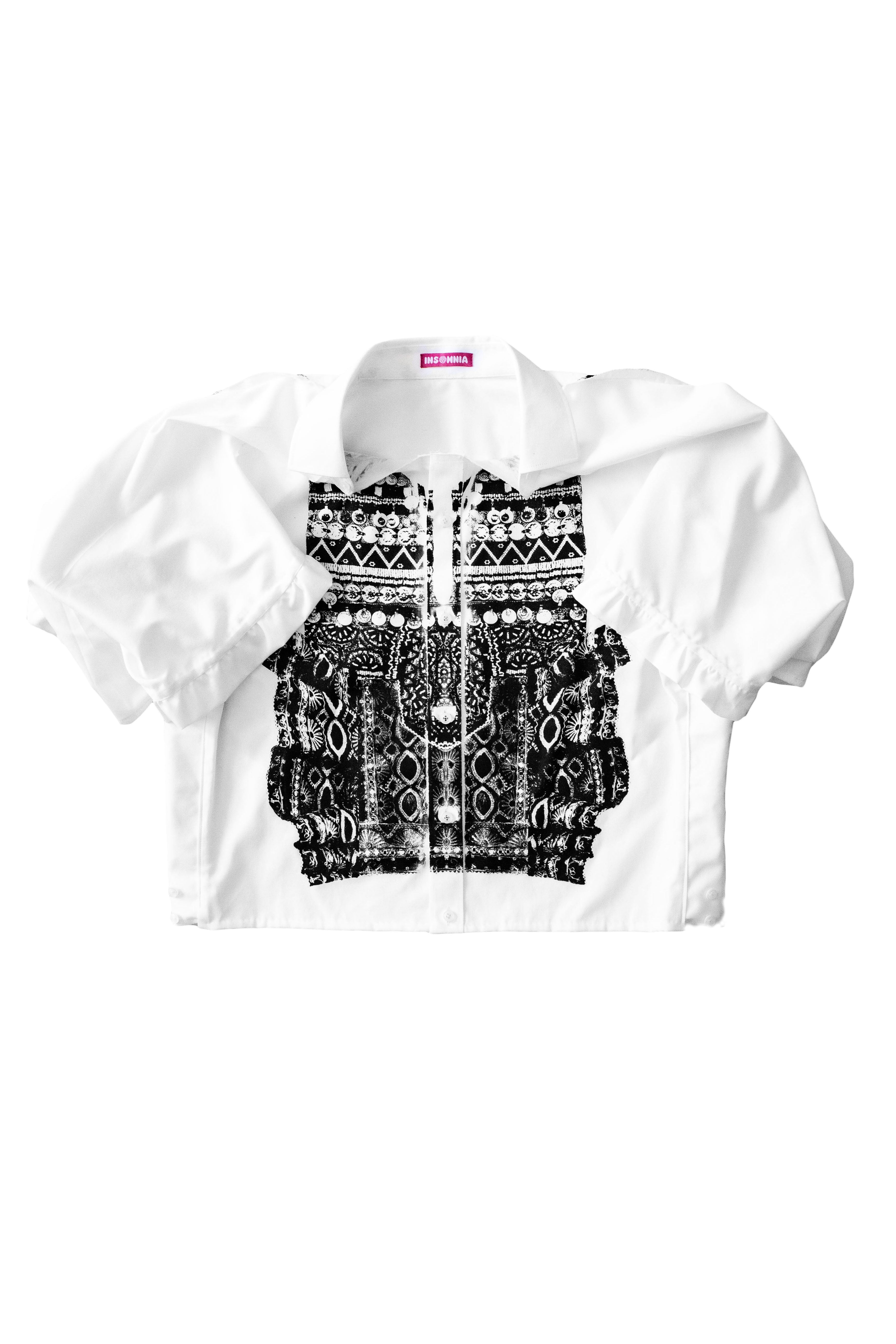 Mirror-Sleeves Cropped Shirt