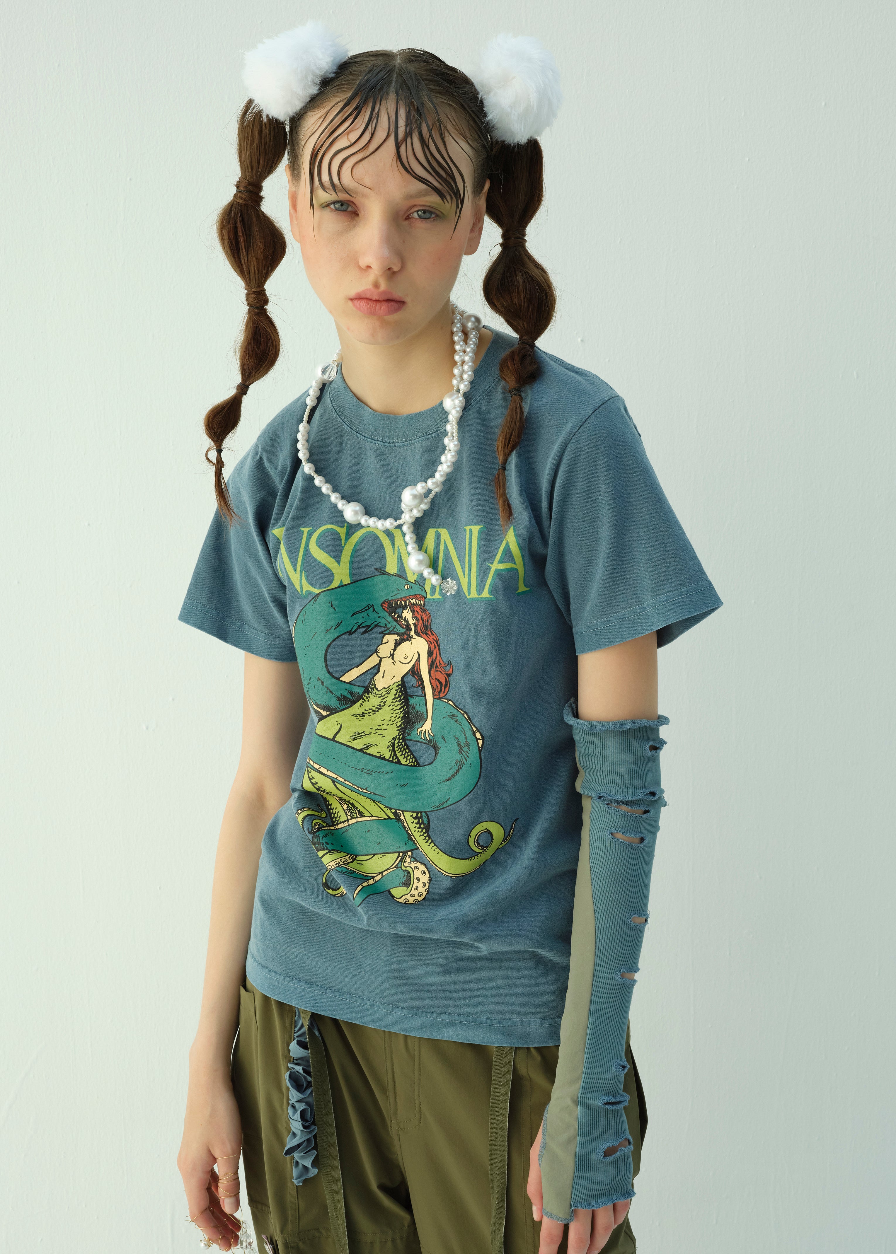 Mega-Oarfish vs. Cthulhu Mermaid Cropped T-Shirt